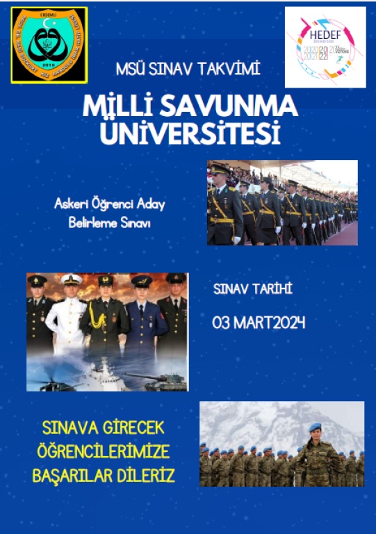 MİLLİ SAVUNMA ÜNİVERSİTESİ BAŞVURU TAKVİMİ VE BROŞÜRÜ ÖĞRENCİLERİMİZE